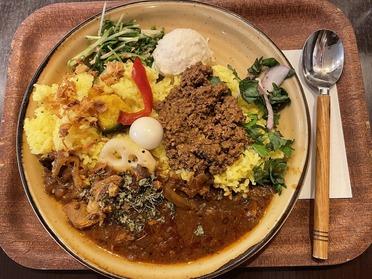 キーマカレーとチキンカレーの2種盛り