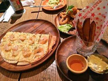 エビマヨピザ、カラマリ、 サツマ芋の素揚げ 美味