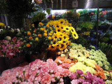 たくさんのお花が置いてあります。