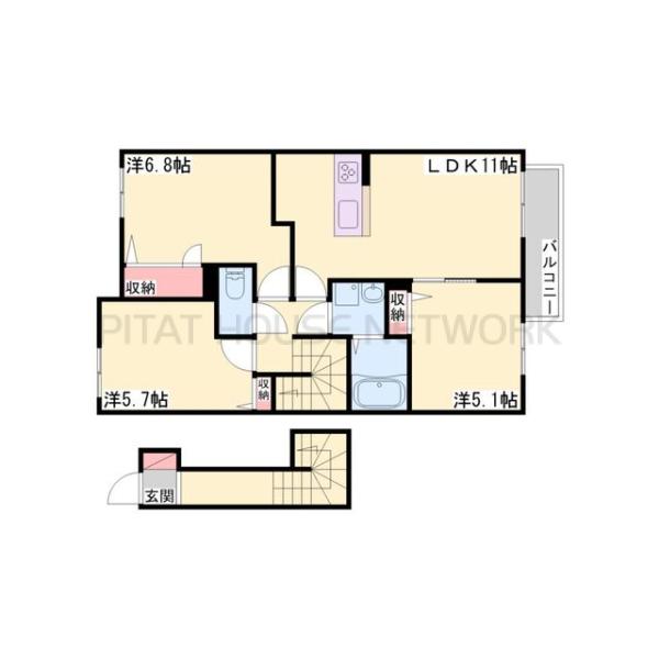 加古川市尾上町口里アパート 間取り図写真 間取図(平面図)