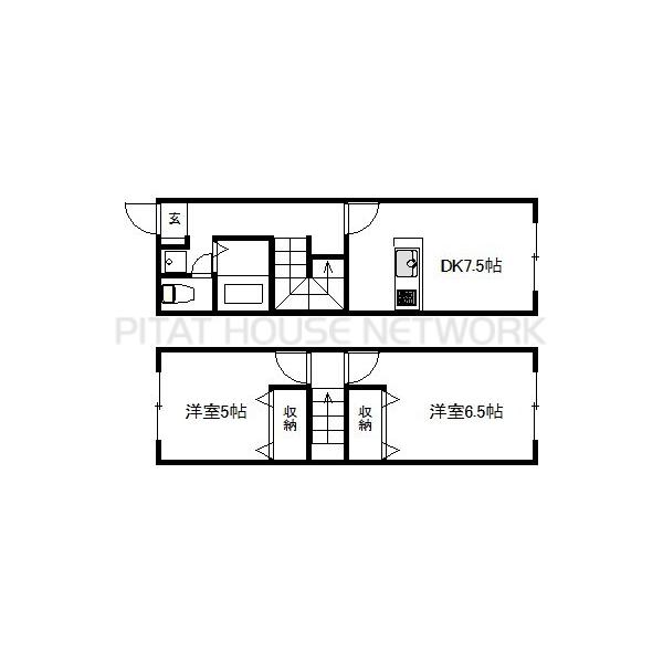加古川市東神吉町西井ノ口アパート 間取り図写真 間取図(平面図)
