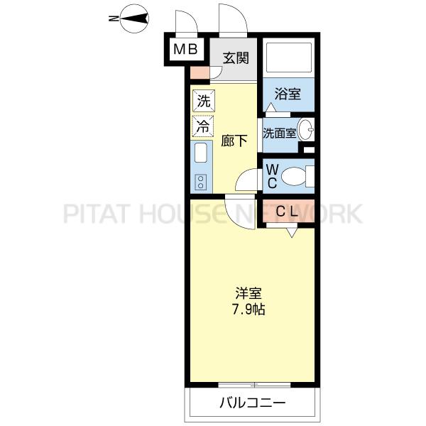 広めの洋室７．９帖！