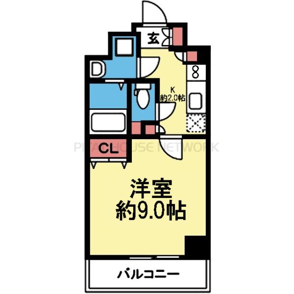 南東向きの1K