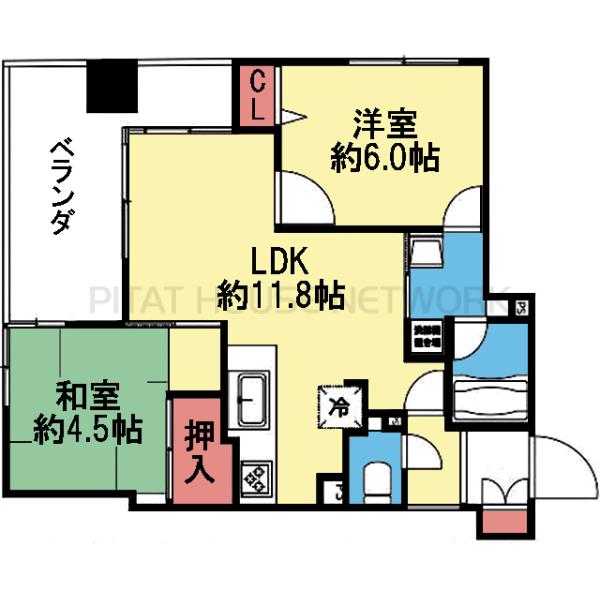 2面採光の角住戸