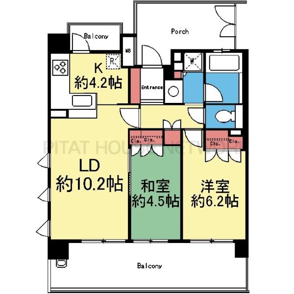 東向き南側角部屋