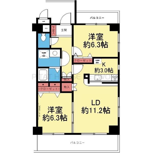 東向き北側角部屋です