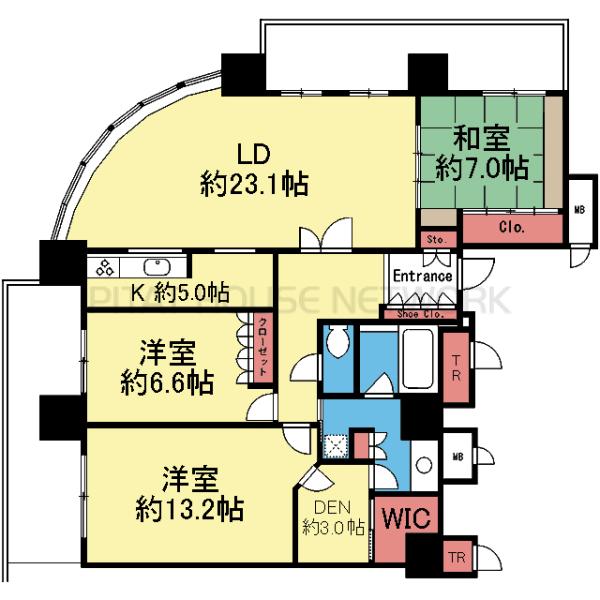 最上階の角部屋です