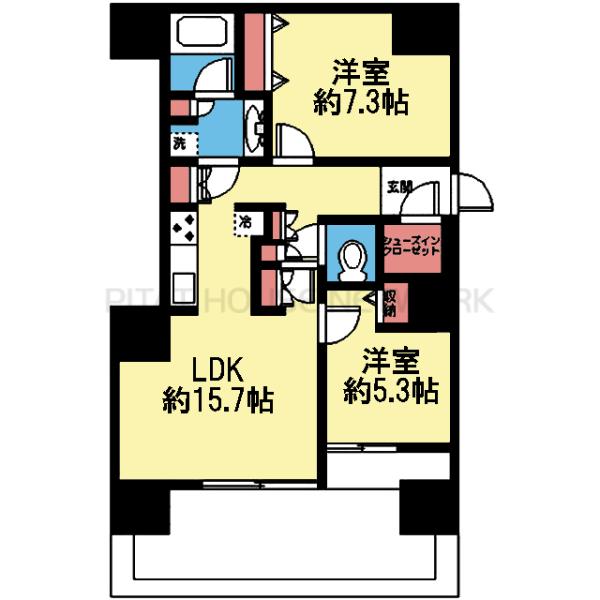 2室とも洋室の2LDK