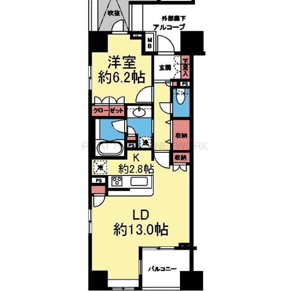 収納豊富な1LDK