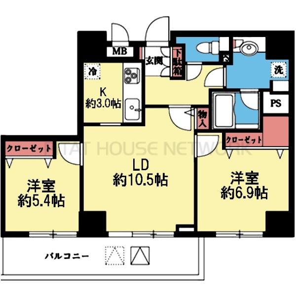 収納豊富な2LDK