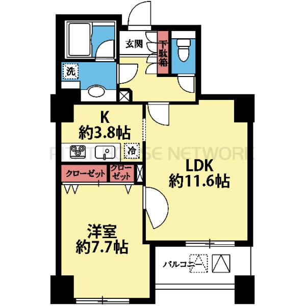 南東向き1LDK