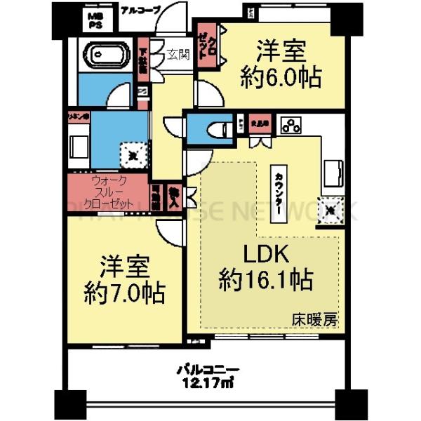 ウォークスルークローゼット付き2LDK