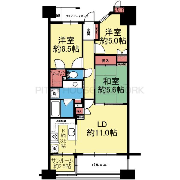 南東向き3LDK