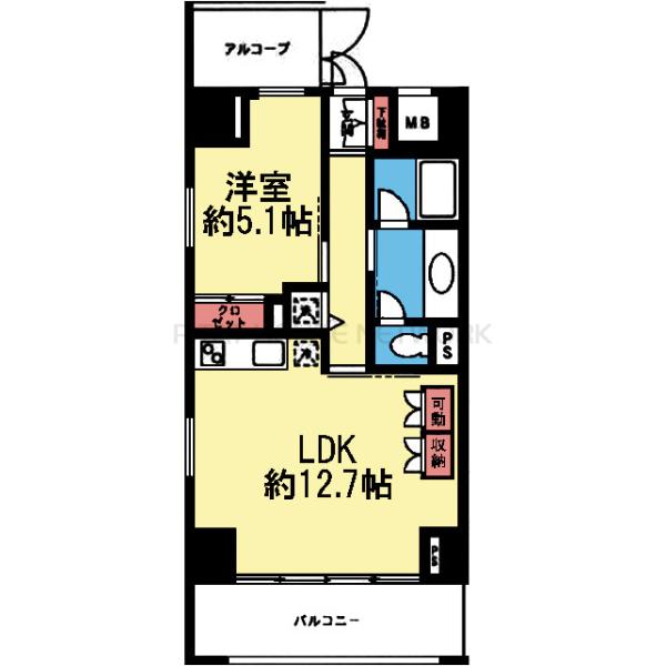 収納豊富な1LDK