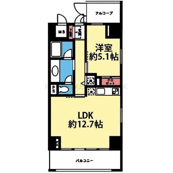 収納豊富な1LDK