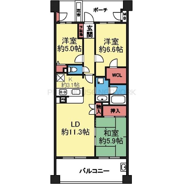 南向き3LDK