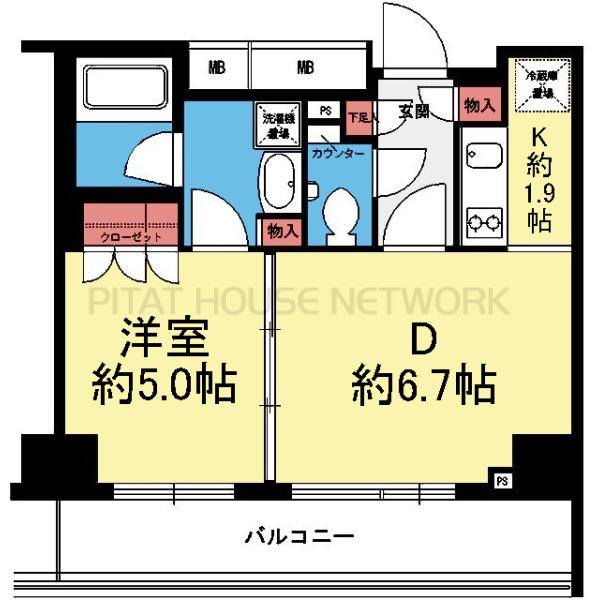 北東向きの1DK