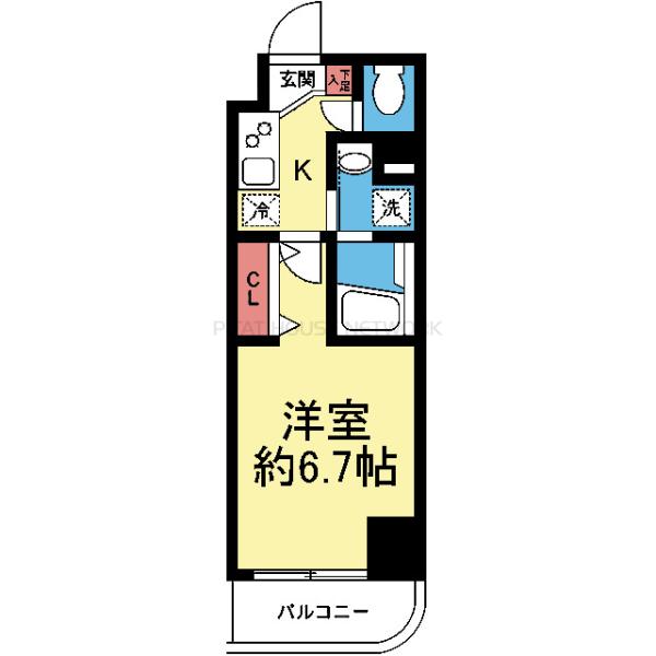 洋室6.7帖の1K