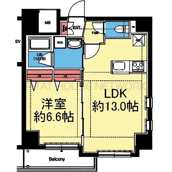 対面式キッチンの1LDK