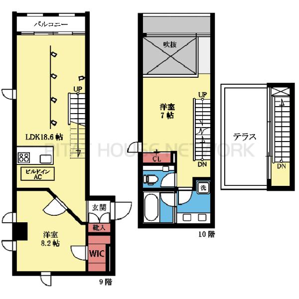 9〜10階メゾネットタイプ
