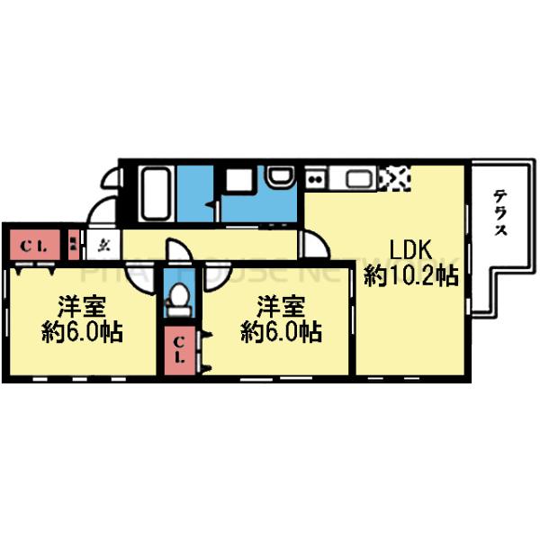 南向きの西側角部屋