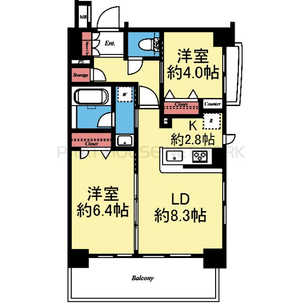 最上階の角部屋です
