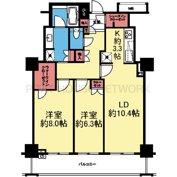収納豊富な2LDK
