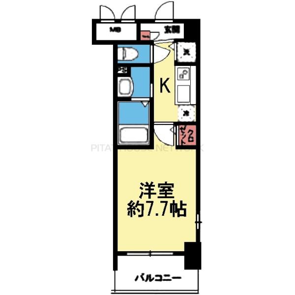 南向きの1K
