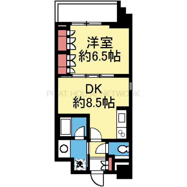 2面採光・角部屋の1DK