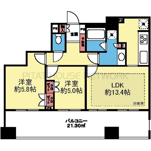 2室とも洋室の2LDK