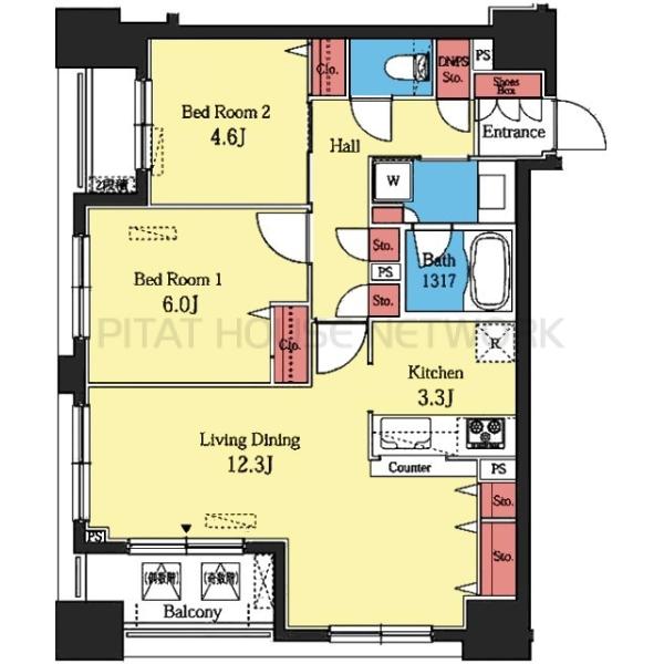 2面採光の角部屋です