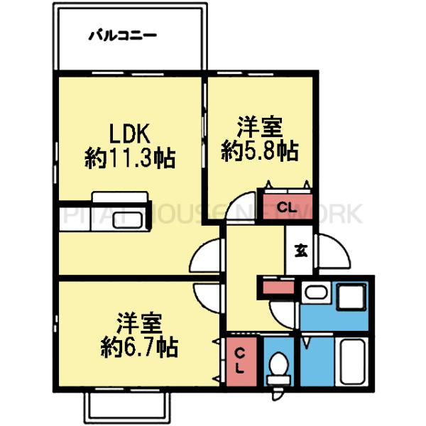 2室とも洋室の2LDK