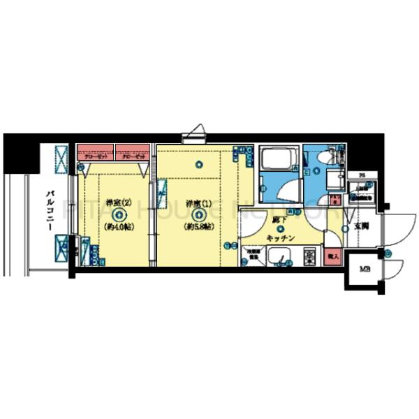 2面採光の角部屋です