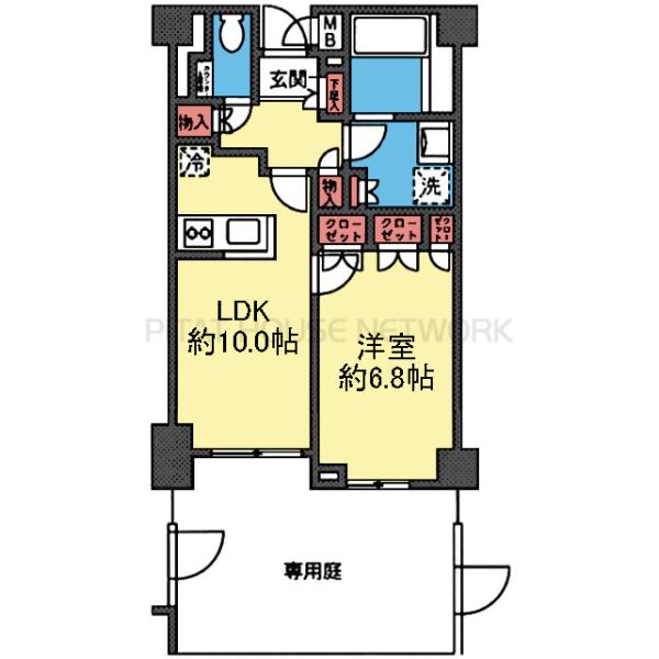 対面式キッチンの1LDK