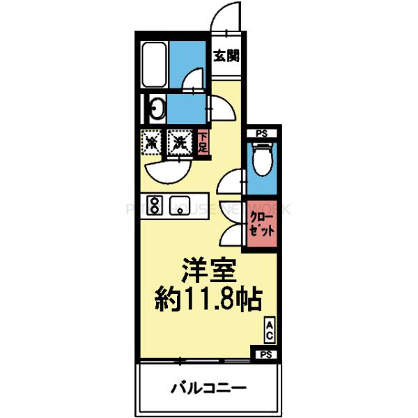 対面式キッチンの1R