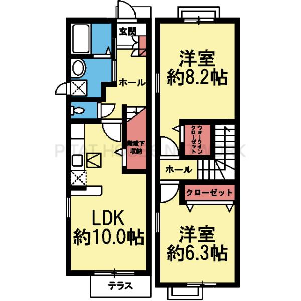 メゾネットタイプの2LDK