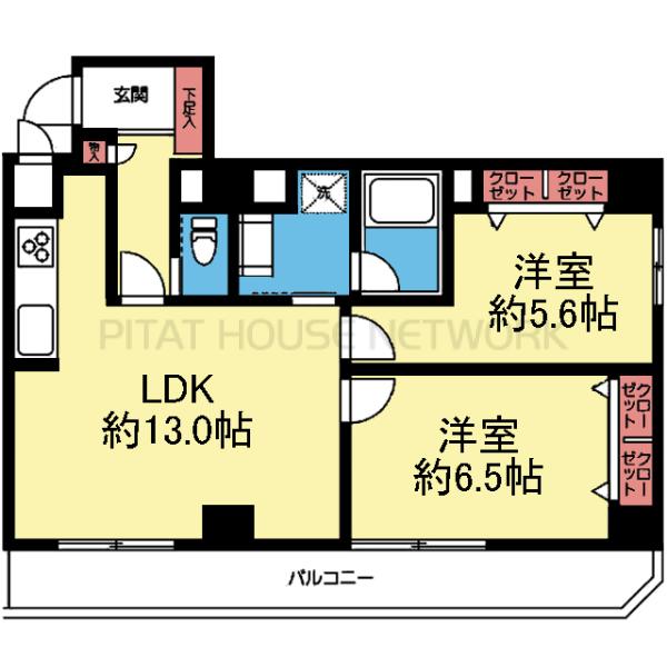 2室とも収納ある洋室の2LDK