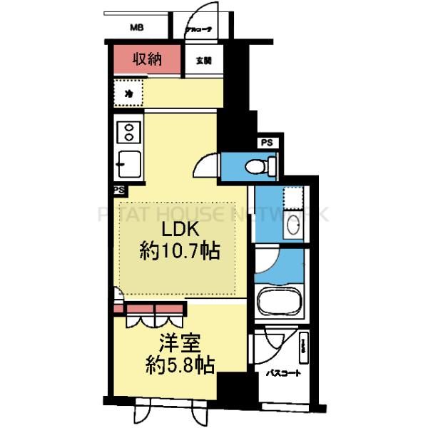 収納豊富な1LDK