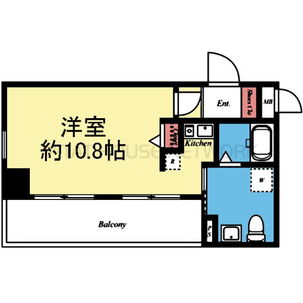 東南向き1R