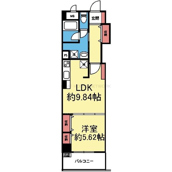 収納豊富な1LDK