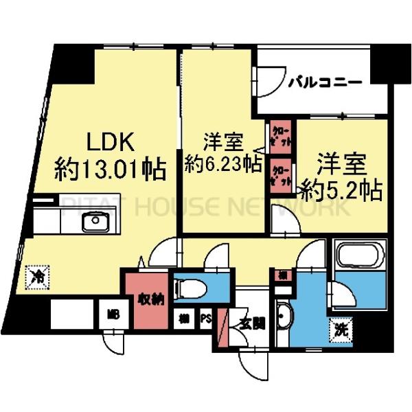 西向きの南側角部屋です