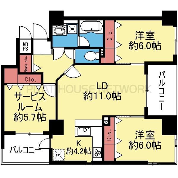 リビング中心の2SLDK