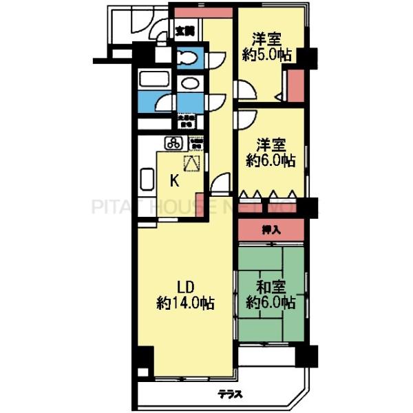 南向きの角部屋です