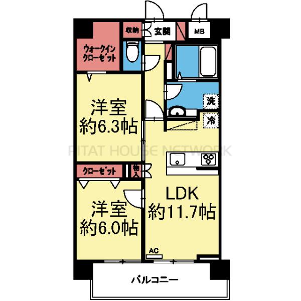 収納豊富な2LDK