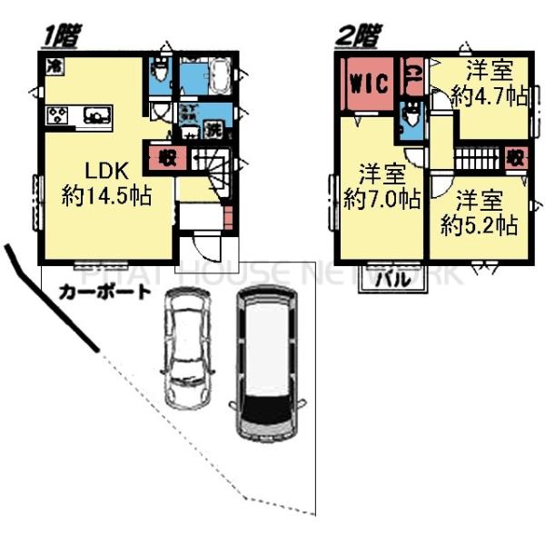 駐車場2台付き3LDK