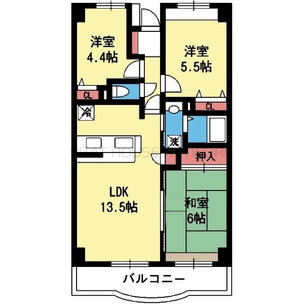 バルコニー南東向きです