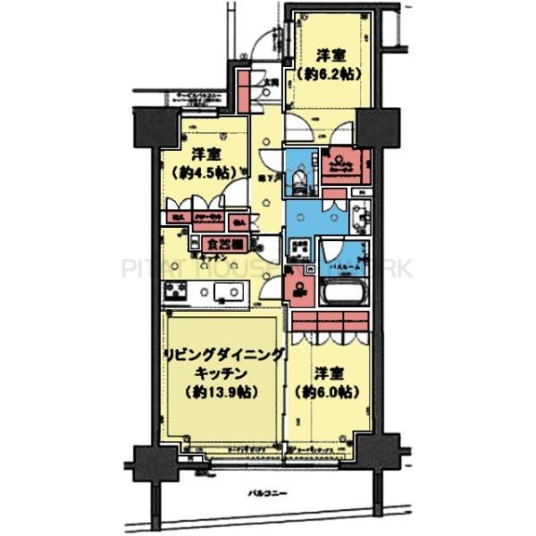 バルコニー南西向きです