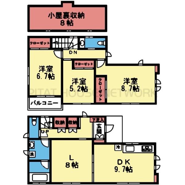 小屋裏収納が特徴的な3LDK