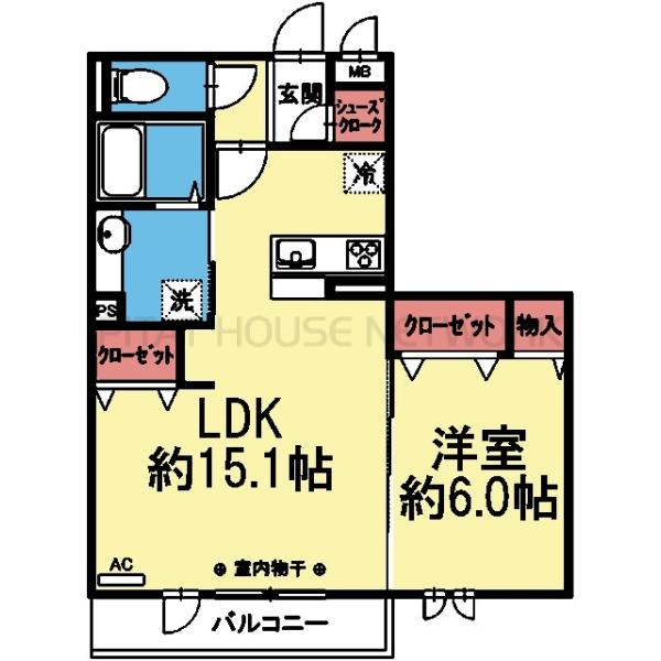 収納豊富な1LDK