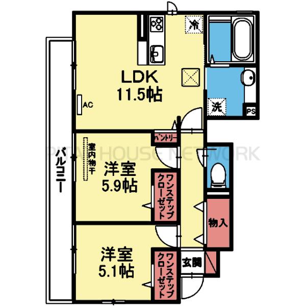 バルコニー南向きです